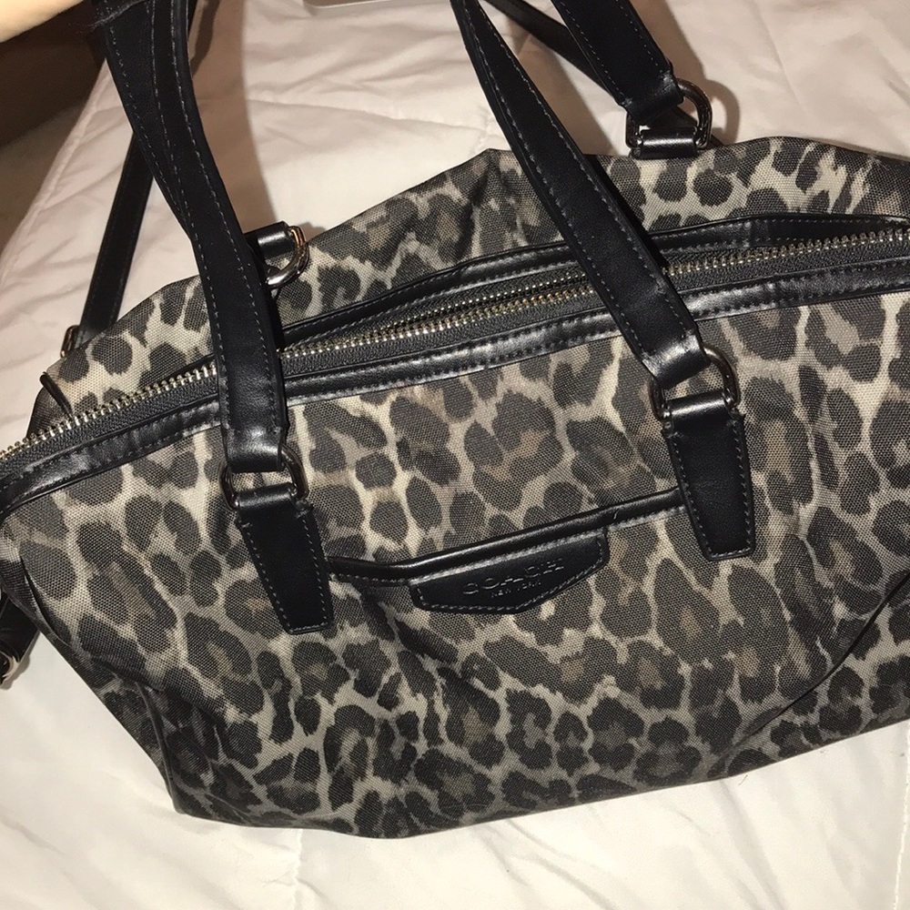 Coach Black Leopard Print Satchel!